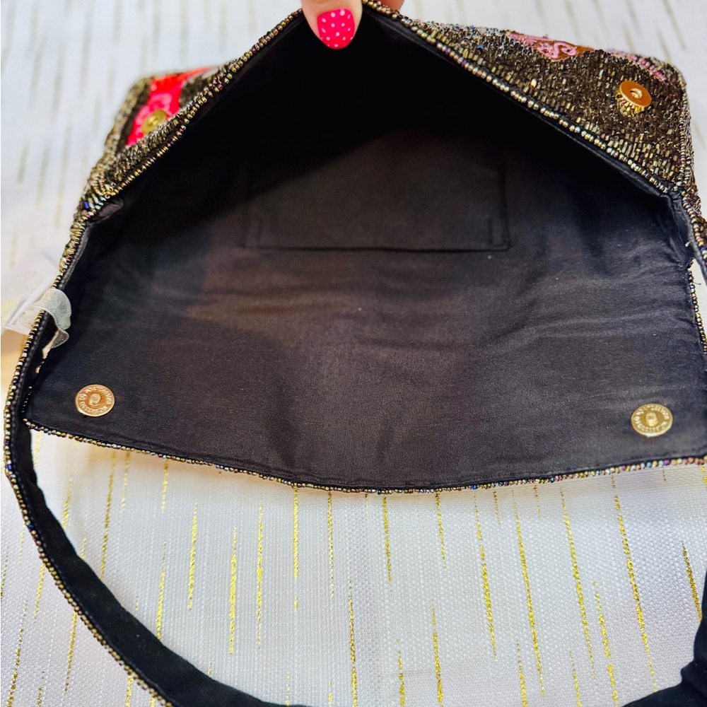 Viral Cowboy Boot Beaded Shoulder Bag Black Western Rodeo Purse Y2K - Picture 9 of 12